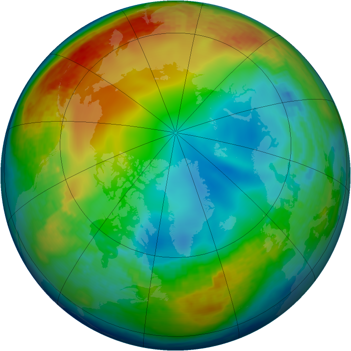 Arctic ozone map for 01 January 2003